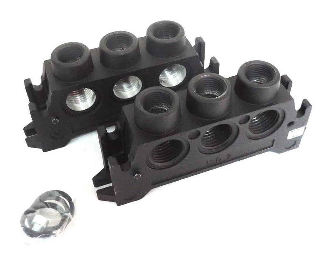 LOT OF 2 NEW NORGREN ISO 2 END PLATE MANIFOLD BLOCKS