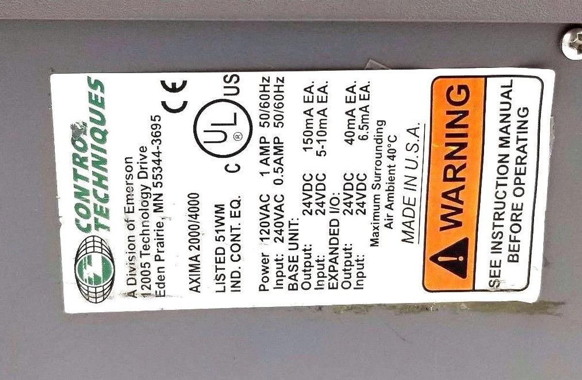 Used CONTROL TECHNIQUES AX-2000-00-00-03C AXIMA 2000 2-AXIS CONTROLLER 964369-37