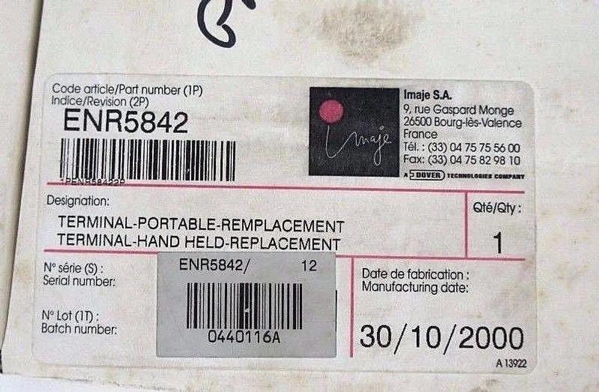 Refurbished IMAJE 721 INKJET CODER ENR5451 W/ NEW ENR5842 HAND HELD TERMINAL PBS 3159
