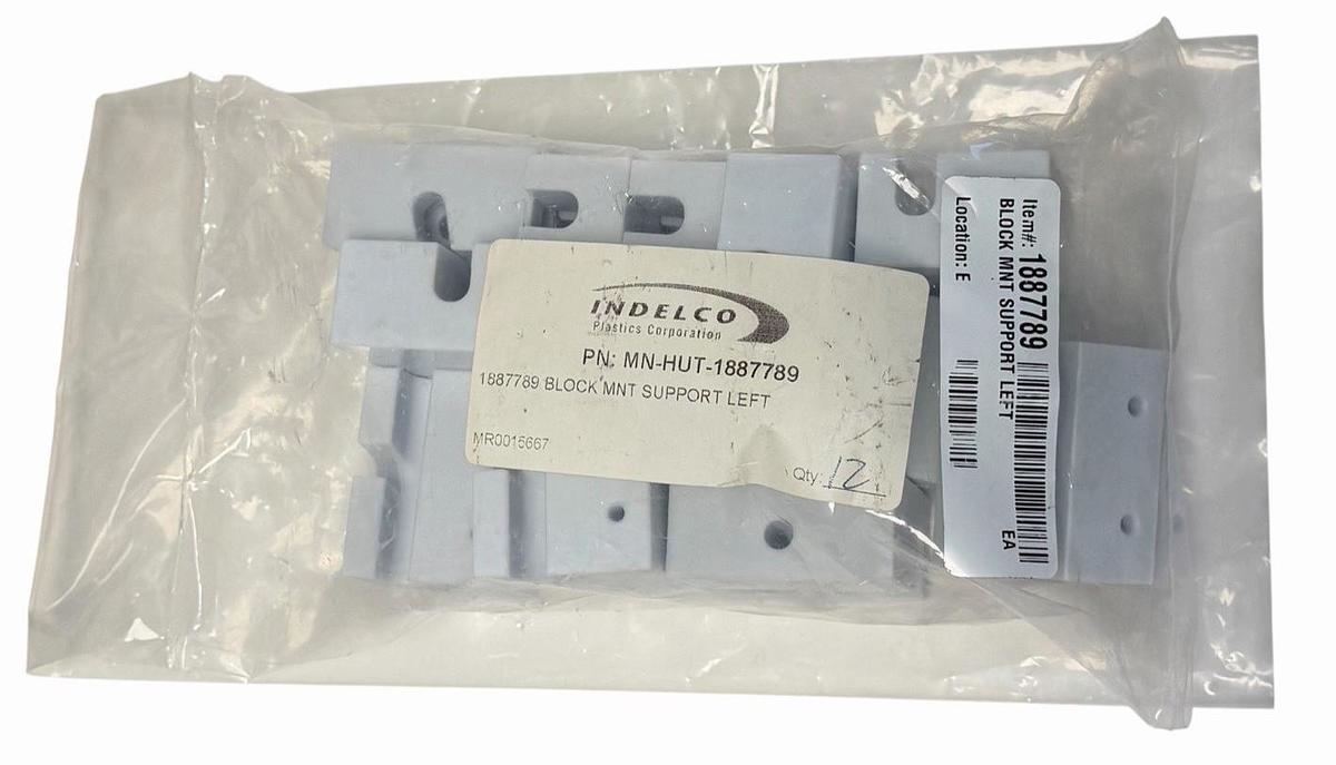 LOT OF 12 NEW INDELCO PLASTICS CORP. MN-HUT-1887789 BLOCK MOUNTS SUPPORT LEFT