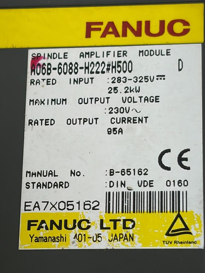 Used FANUC Spindle Amplifier Module A06B-6088-H222#H500 25.2kW Alpha Type D Used CNC