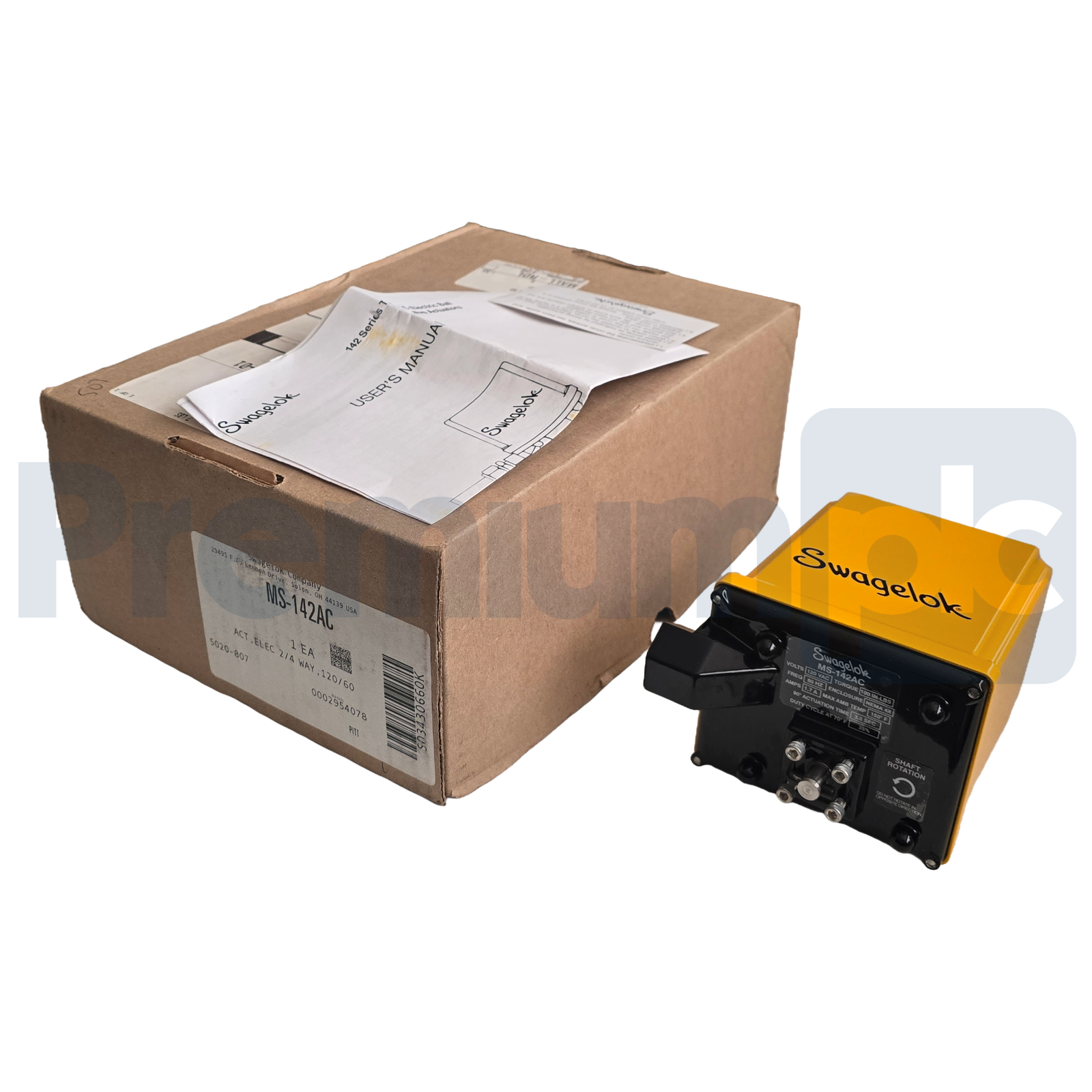 Used Swagelok MS-142AC Electric Actuator 1/2"NPT 120VAC 100in-lb for 2/4-Way Valves