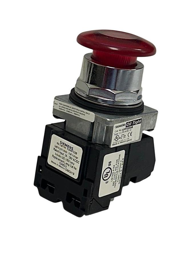 Used SIEMENS 52PP2DRAB Oil Tight PUSH-PULL OPERATOR PUSH BUTTON 24V RED 2-POS NSMP