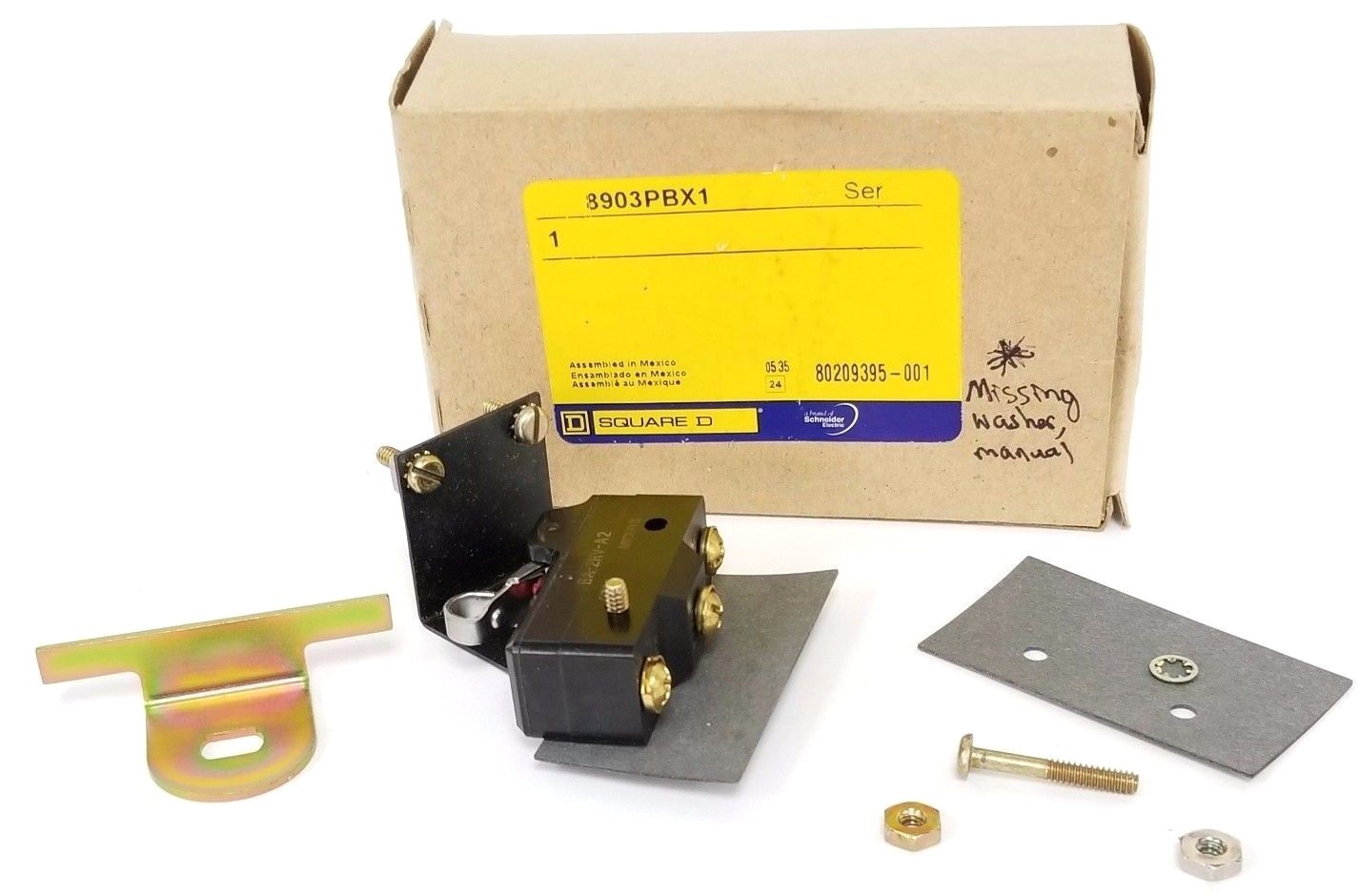 Used NIB SQUARE D 8903PBX1 LIGHTING CONTACTOR AUXILIARY SWITCH *MISSING WASHER*