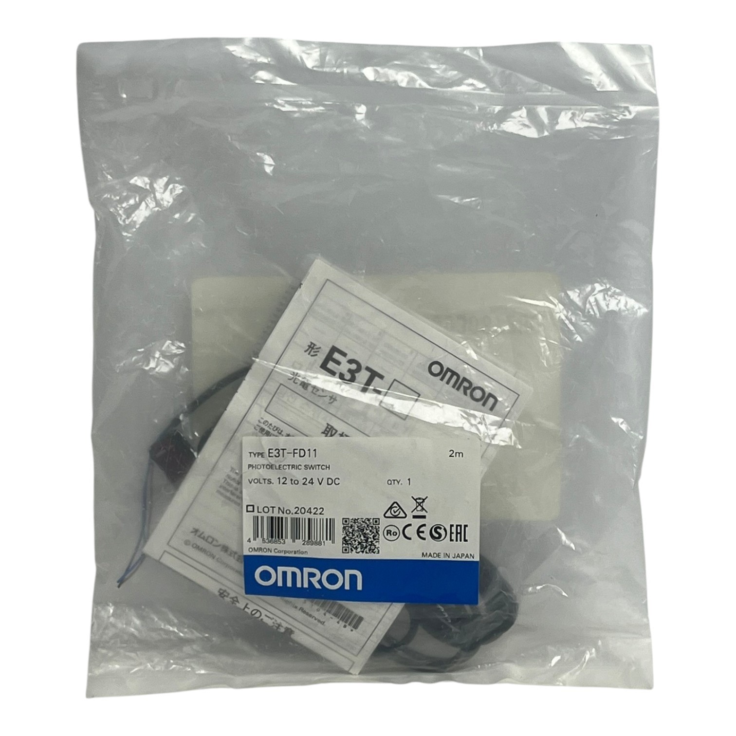 Omron E3T-FD11 12-24V DC NPN Diffuse Photoelectric Switch Sensor 2m NEW SEALED