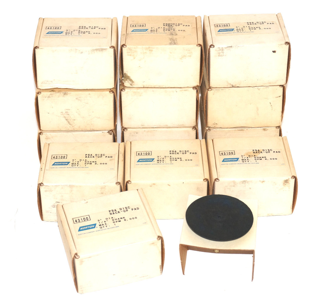 LOT OF 13 NORTON 43100 PSA DISC BACK-UP PAD 3'' DIA. 1/4'' SHANKS MAX. RPM 8,000