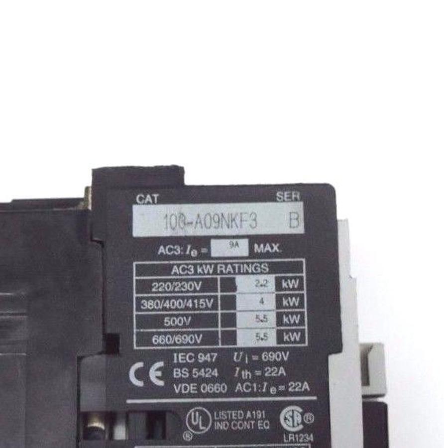Used ALLEN BRADLEY 100-A09NKF3 CONTACTOR 100-110V 9A 50/60HZ NON REVERSING SER. B