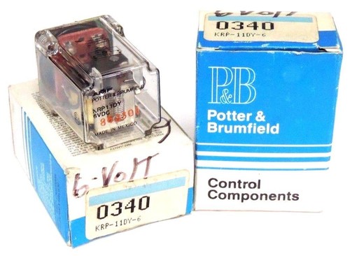 Used LOT OF 2 NIB POTTER AND BRUMFIELD KRP-11DY-6 RELAYS 6VDC KRP11DY6