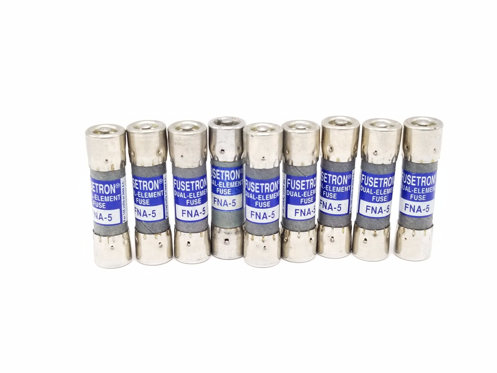 Used LOT OF 9 NEW COOPER BUSSMANN FNA-5 FUSETRON DUAL ELEMENT FUSES FNA5
