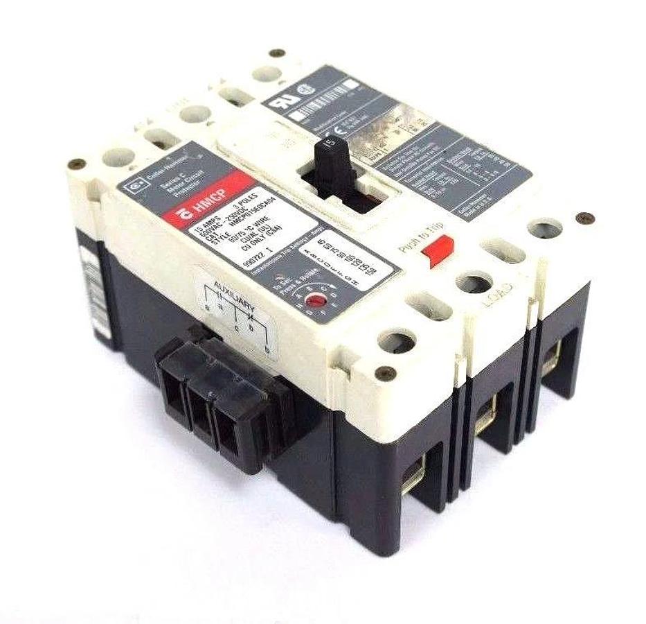 Used CUTLER HAMMER HMCP015E0CA04 CIRCUIT BREAKER SER C, 15A, 600VAC-250VDC