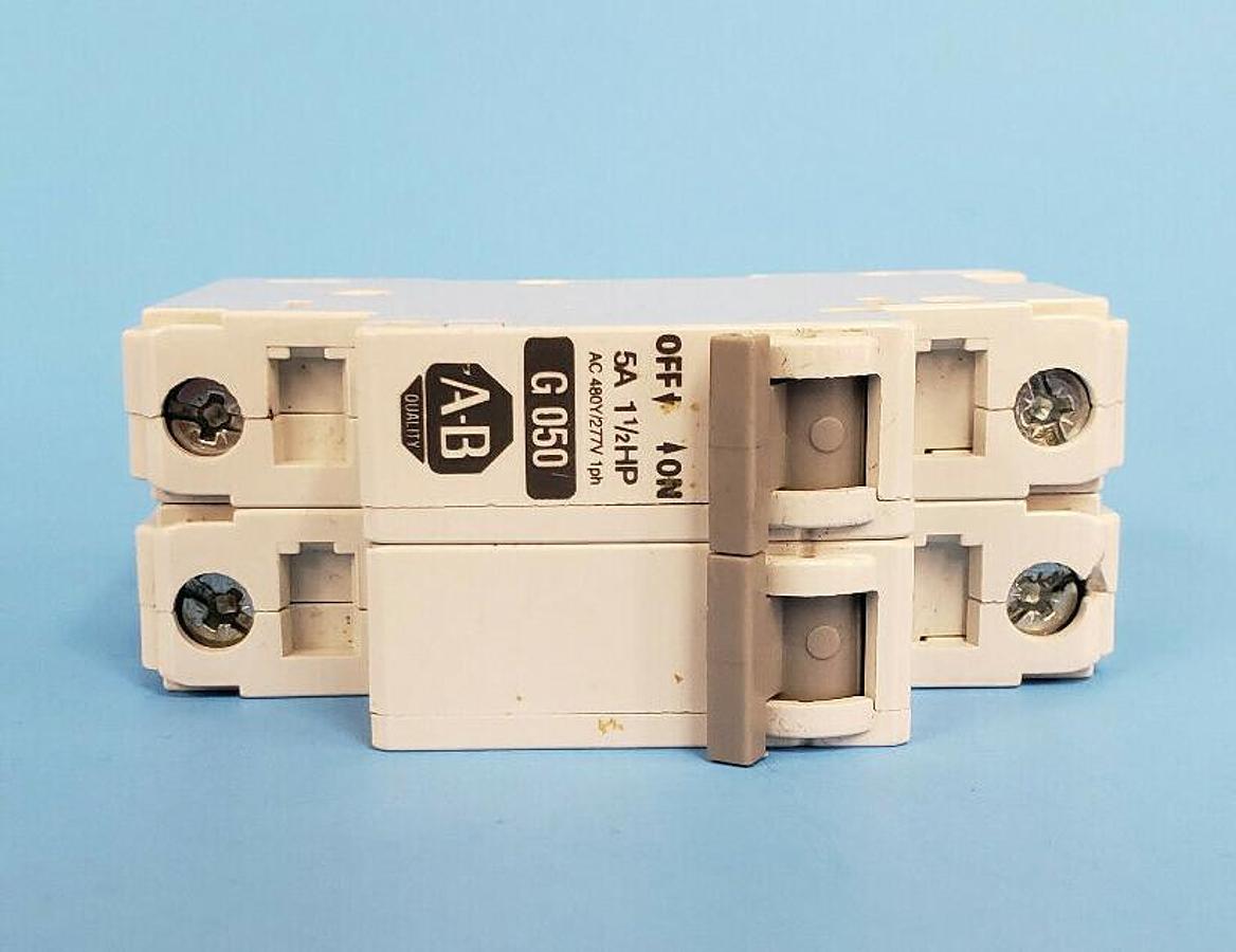 Used ALLEN-BRADLEY 1492-CB2-G050 SER. C CIRCUIT BREAKER, 5A, 1-1/2HP, 1492CB2G050