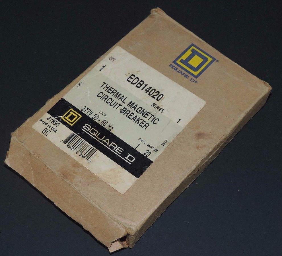 Used NIB SQUARE D EDB14020 MINIATURE THERMAL MAGNETIC CIRCUIT BREAKER