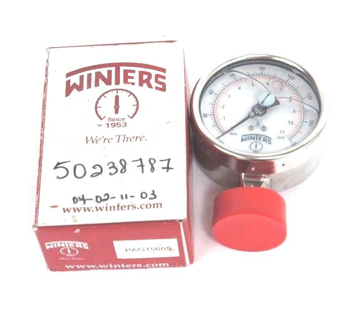 Used NIB WINTERS PAG15605 LIQUID PRESSURE GAUGE 4" 0-160PSI 1/2" NPT 50238787