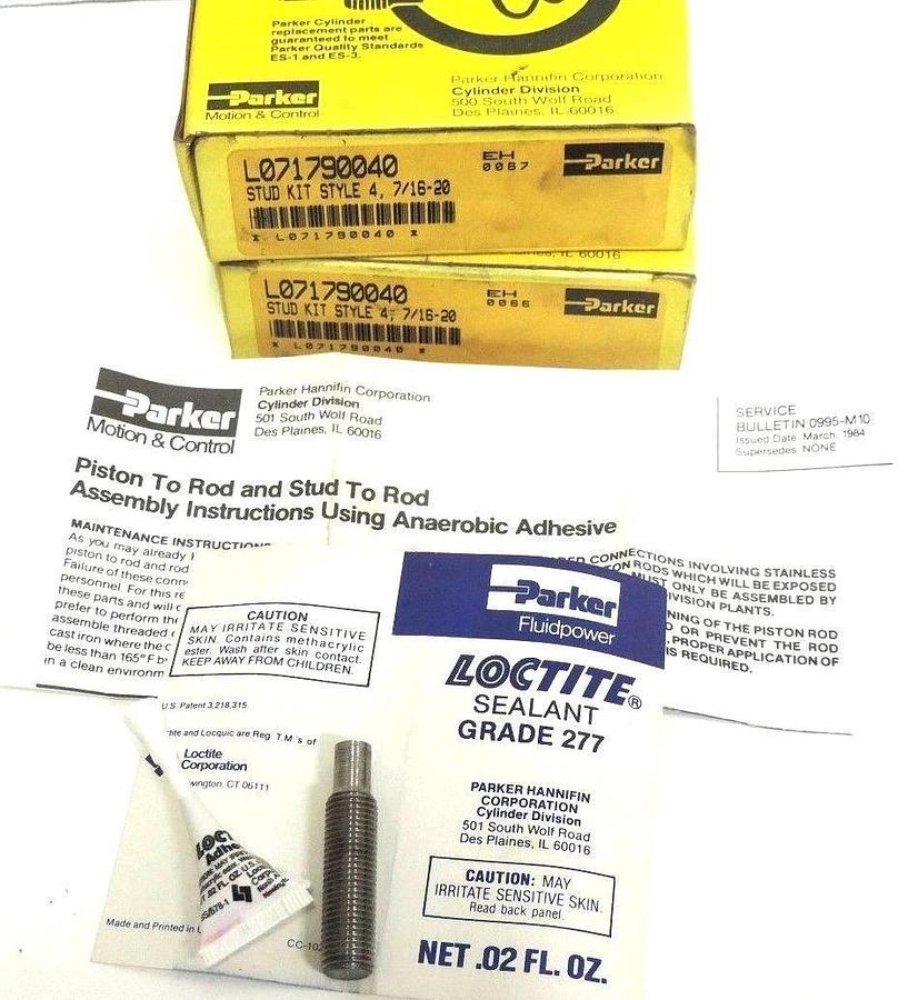 Used LOT OF 2 NIB PARKER L071790040 STUD KITS STYLE 4, 7/16-20