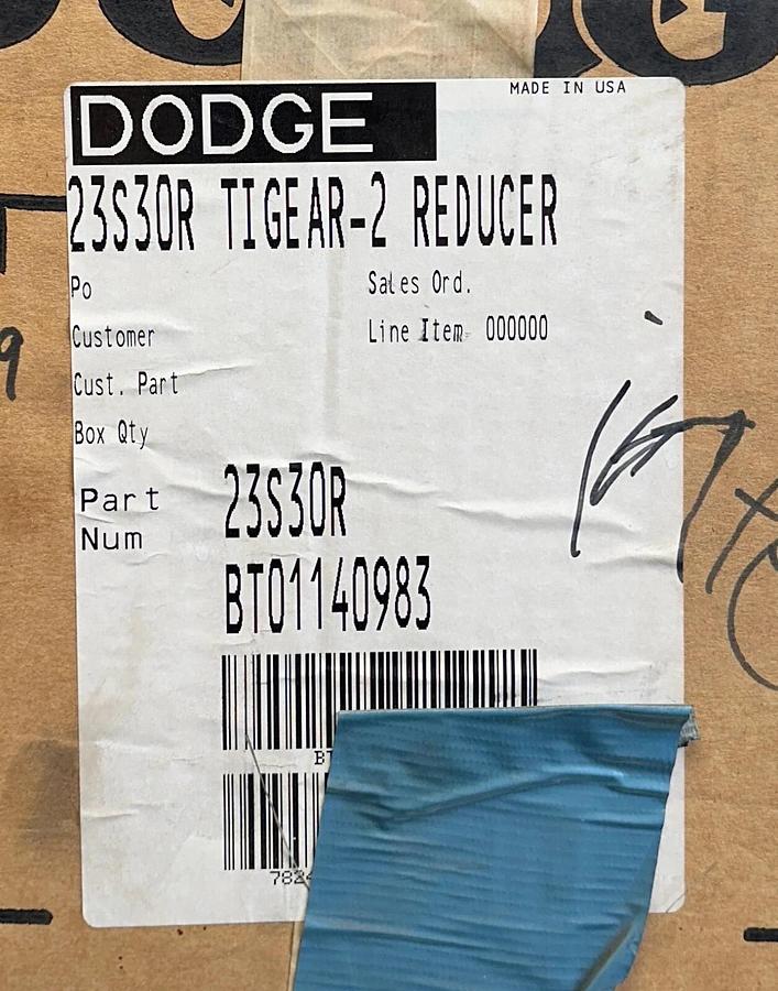 DODGE 23S30R TIGEAR-2 RIGHT-ANGLE WORM GEAR REDUCER 30:1 RATIO 1.42HP MAX NSMP