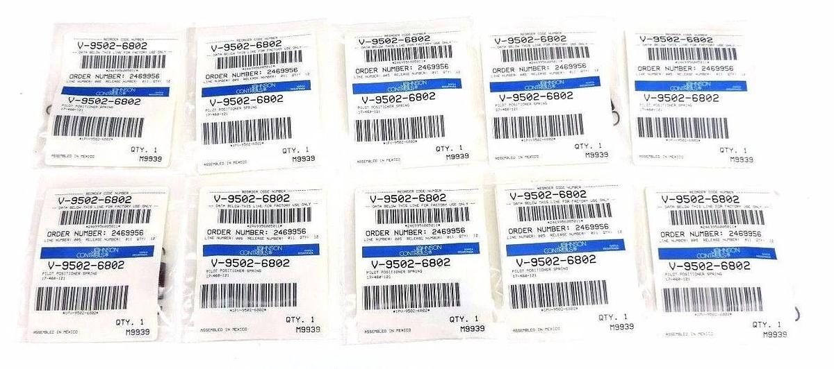 Used LOT OF 10 NIB JOHNSON CONTROLS V-9502-6802 PILOT POSITIONER SPRINGS V95026802