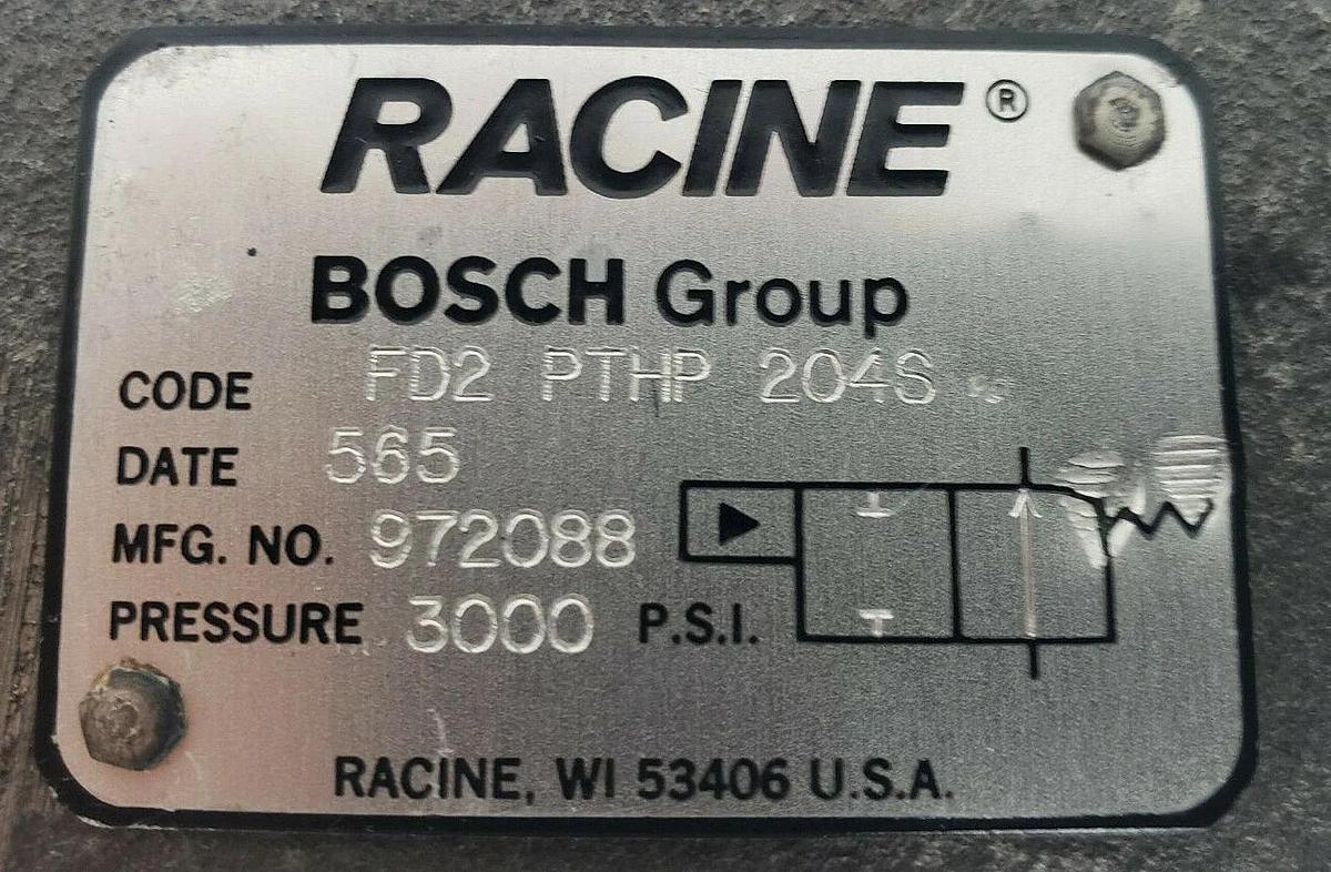 Used BOSCH RACINE FD2-PTHP-204S SOLENOID VALVE 972088 3000PSI FD2PTHP204S