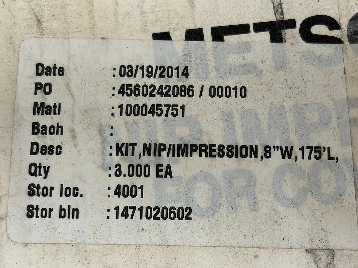 Used Valmet Metso Paper Nip Impression Kit Rubber Covered Rolls 8"W 175'L New Surplus