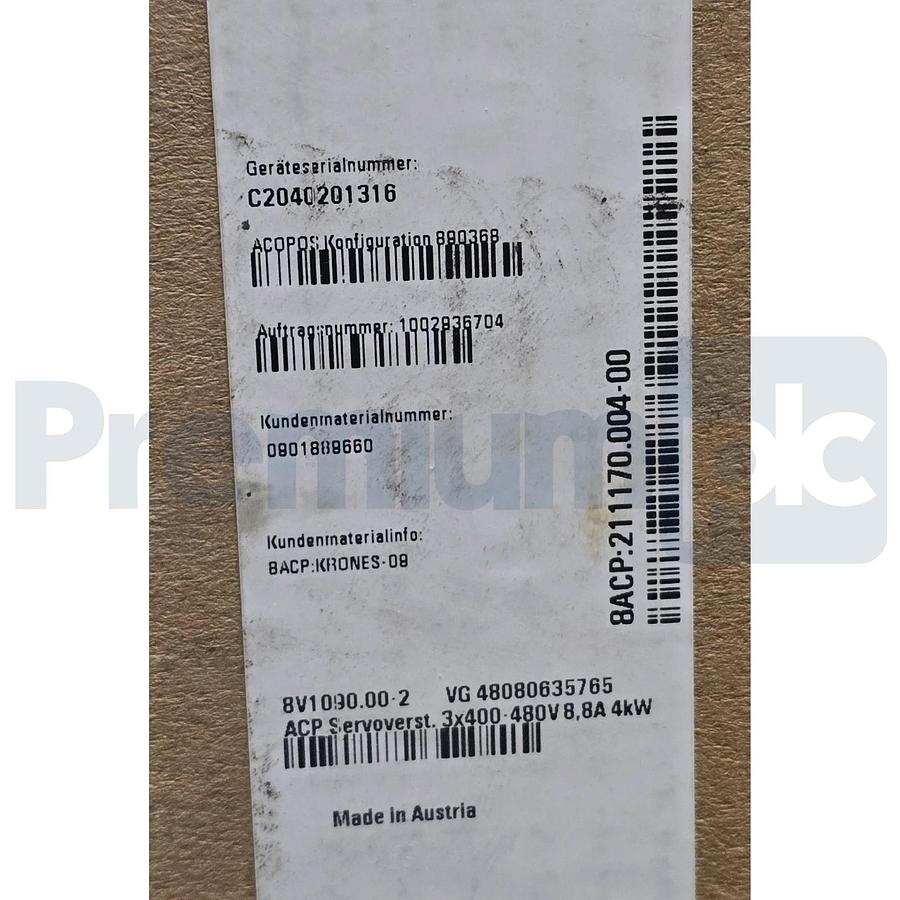 B&R ACOPOS 1090 8V1090.00-2 | 3x400-480V 8ACP:211170.004-00 KRONES 0901889660