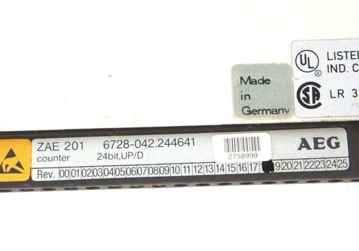 Used AEG MODICON ZAE 201 COUNTER MODULE 24 BIT, UP/D, REV 18, 6728-042.244641