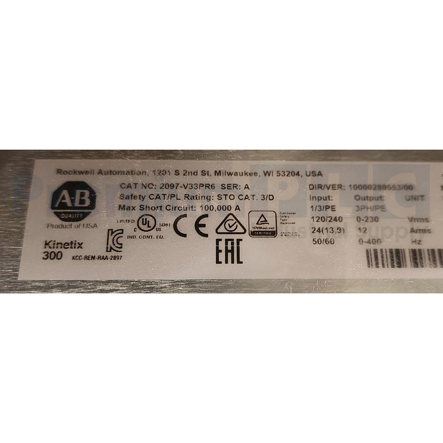 Used ALLEN BRADLEY 2097-V33PR6 /A KINETIX 300 EtherNet/IP INDEXING SERVO DRIVE NSMP