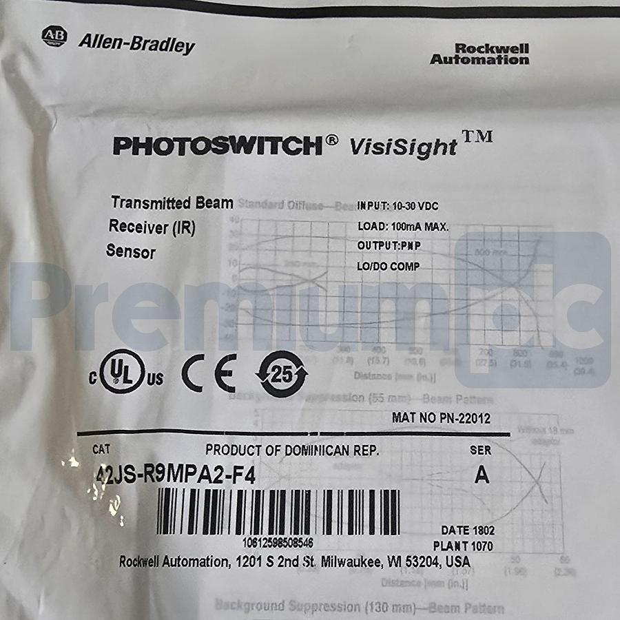 Allen-Bradley 42JS-R9MPA2-F4 /A PHOTOSWITCH VisiSight Transmitted Beam Receiver