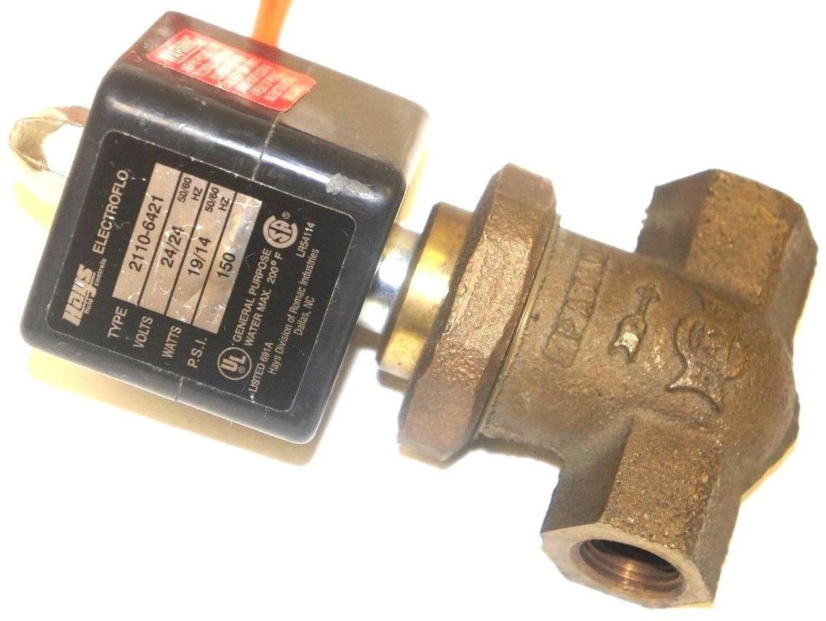 Used HAYS 2110-6421 SOLENOID VALVE, 24 V, 19/14 WATT, 150 PSI, 50/60 HZ, 21106421