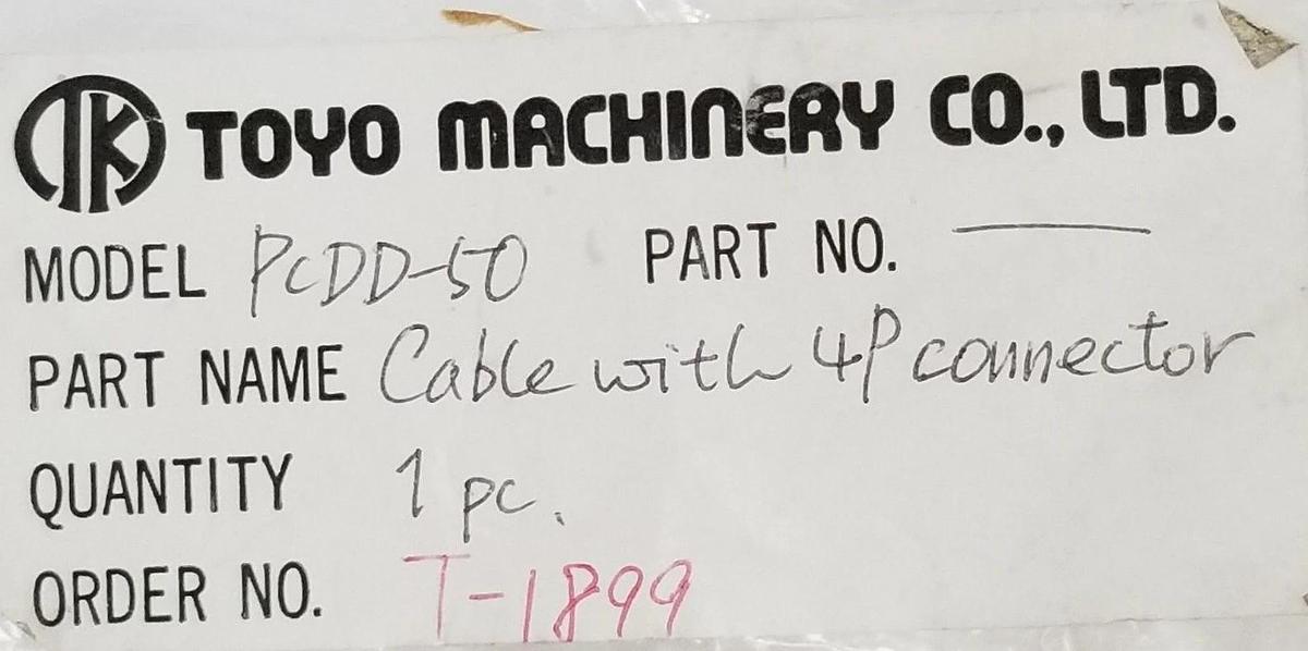 Used NEW TOYO MACHINERY PCDD-50 CABLE W/ 4P CONNECTOR PCDD50