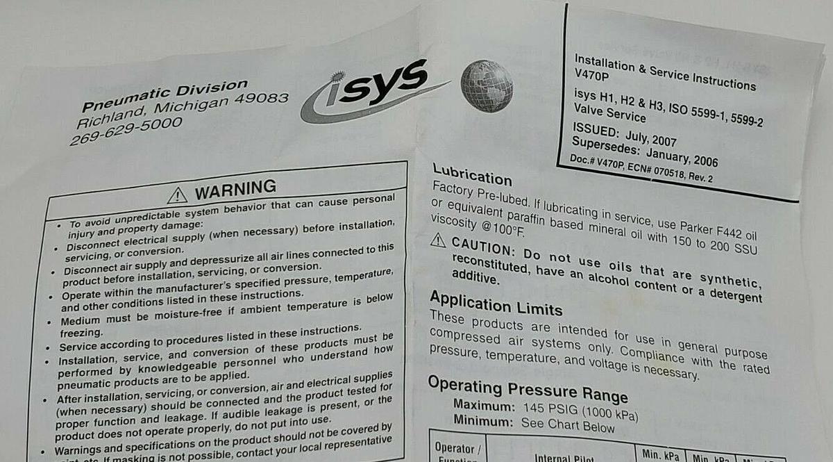 NIB PARKER H25WXBBL53C DOUBLE SOLENOID VALVE 3-POS. APB 145PSIG 120VAC