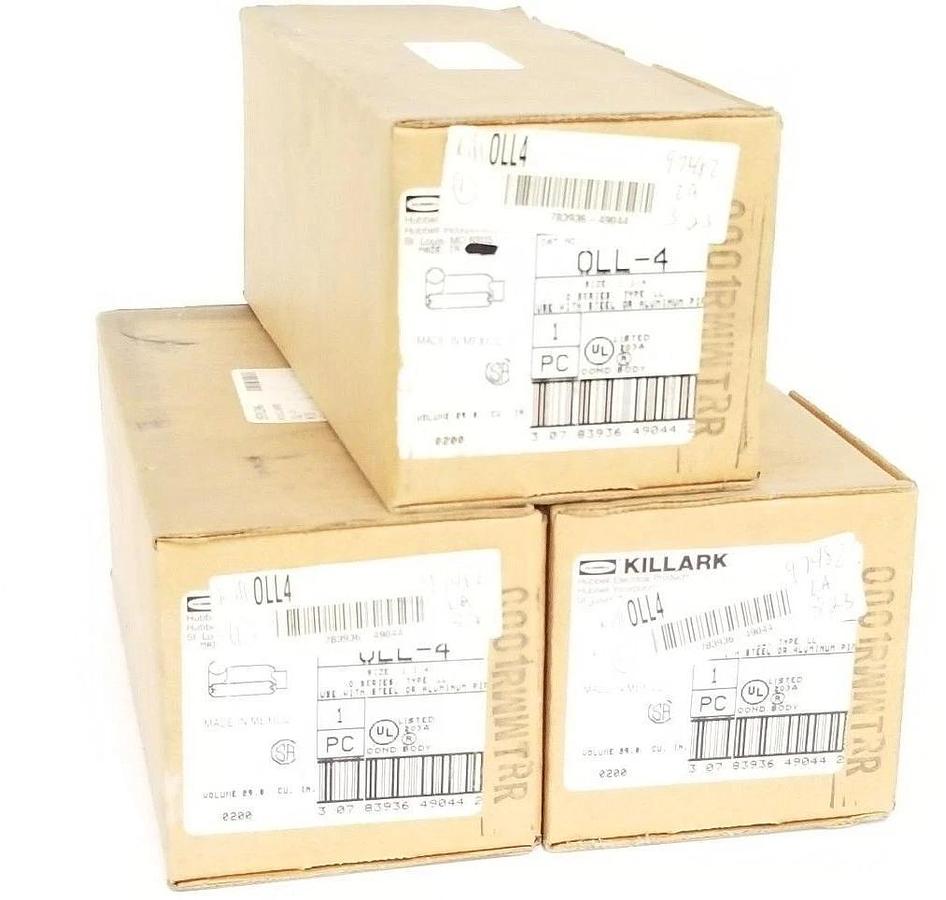 Used LOT OF 3 NIB HUBBELL KILLARK OLL-4 1-1/4"LL"TYPE AL CONDUITS OLL4