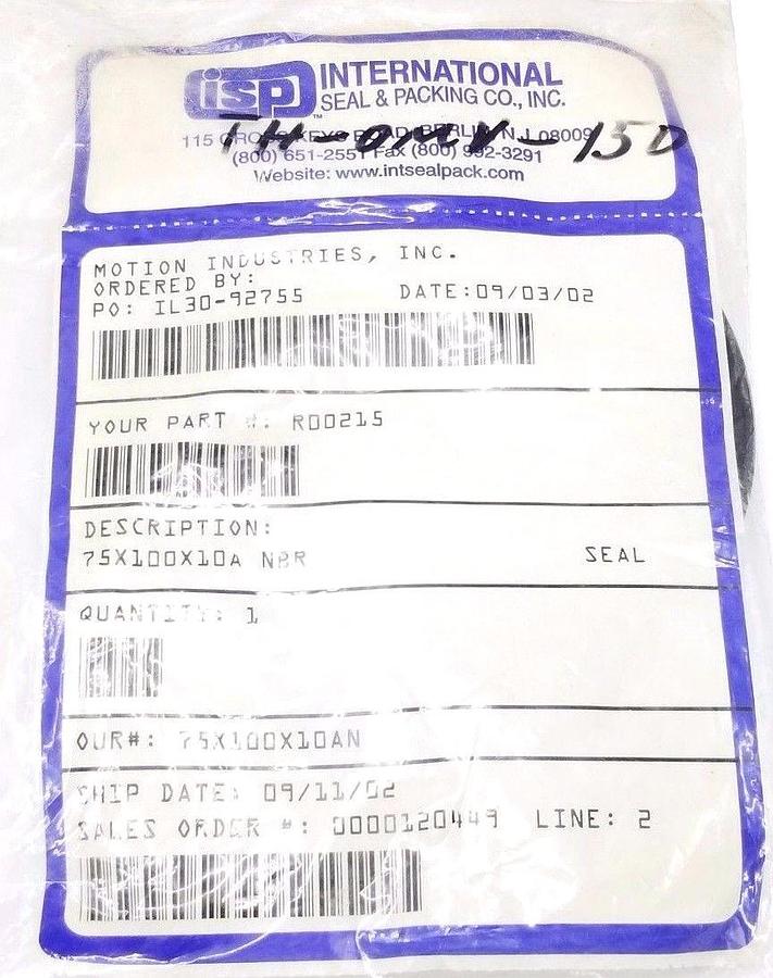 Used NEW ISP INTERNATIONAL 75X100X10 OIL SEAL 75X100X10A NBR