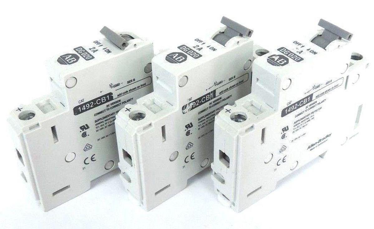 Used LOT OF 3 ALLEN BRADLEY 1492CB1DG020 CIRCUIT BREAKERS, 1492-CB1-DG-020
