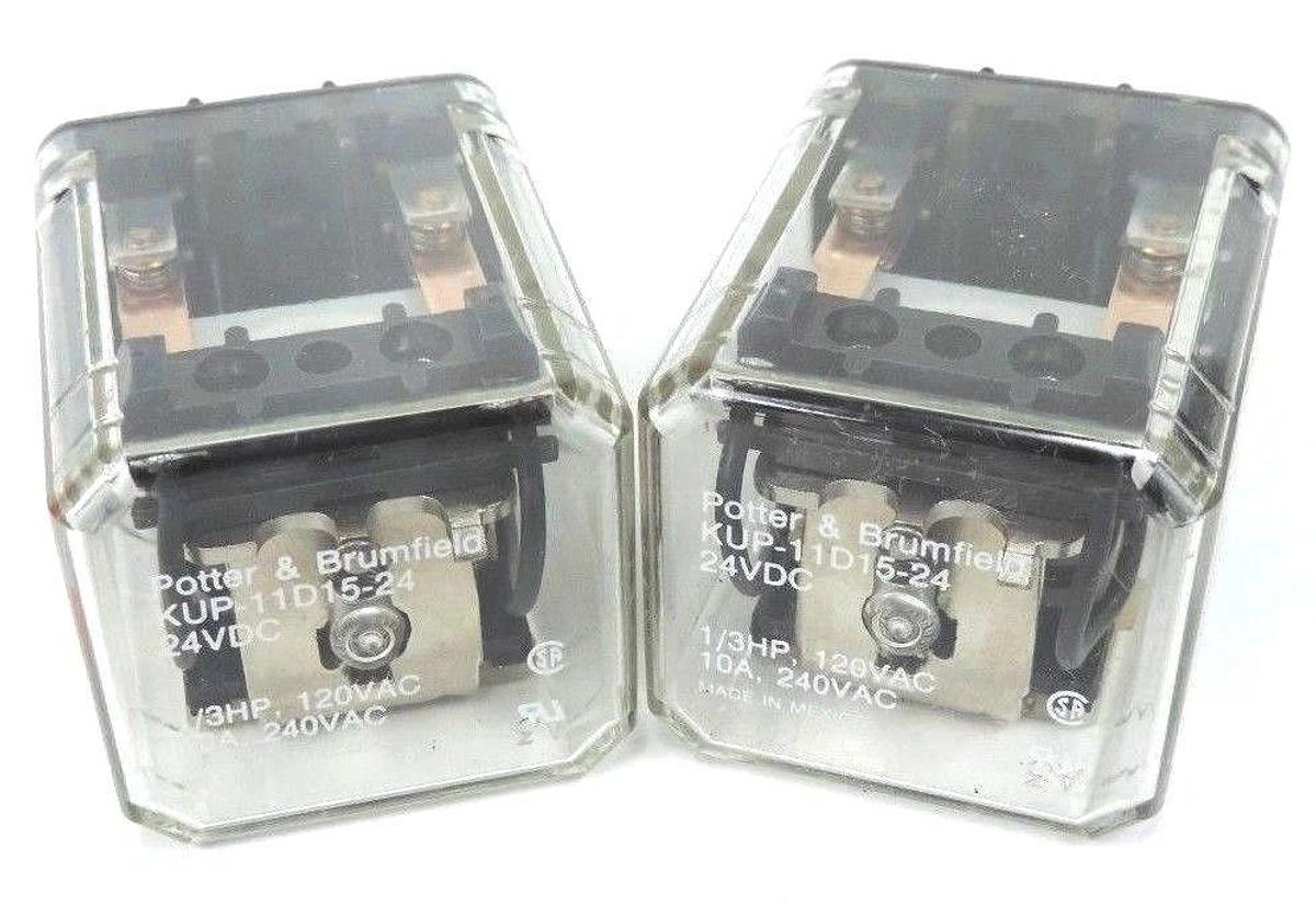 Used LOT OF 2 POTTER & BRUMFIELD KUP-11D15-24 RELAYS 24VDC KUP11D1524