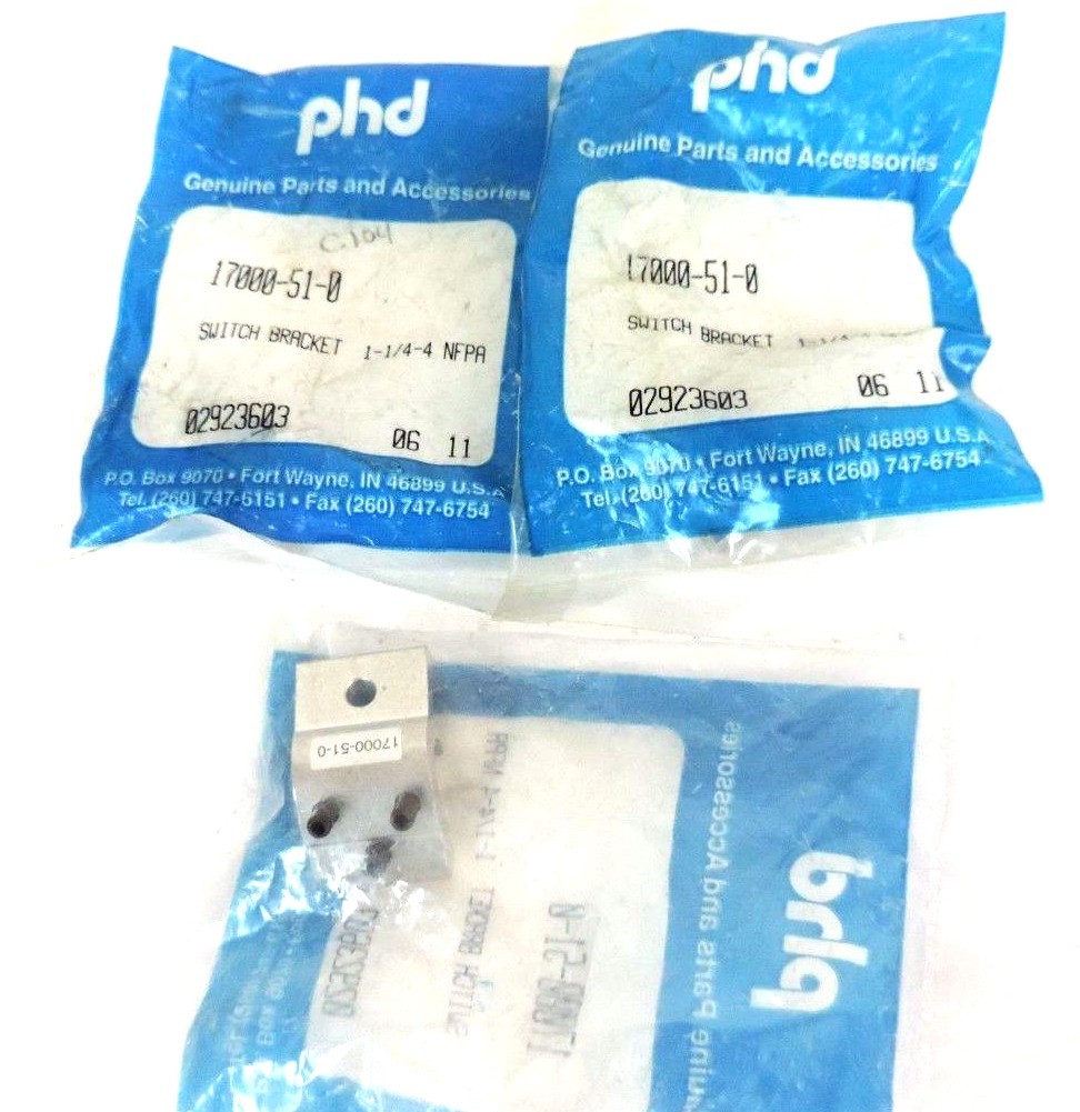 Used LOT OF 3 NEW PHD 17000-51-0 SWITCH BRACKETS 1-1/4-4 NFPA 17000510