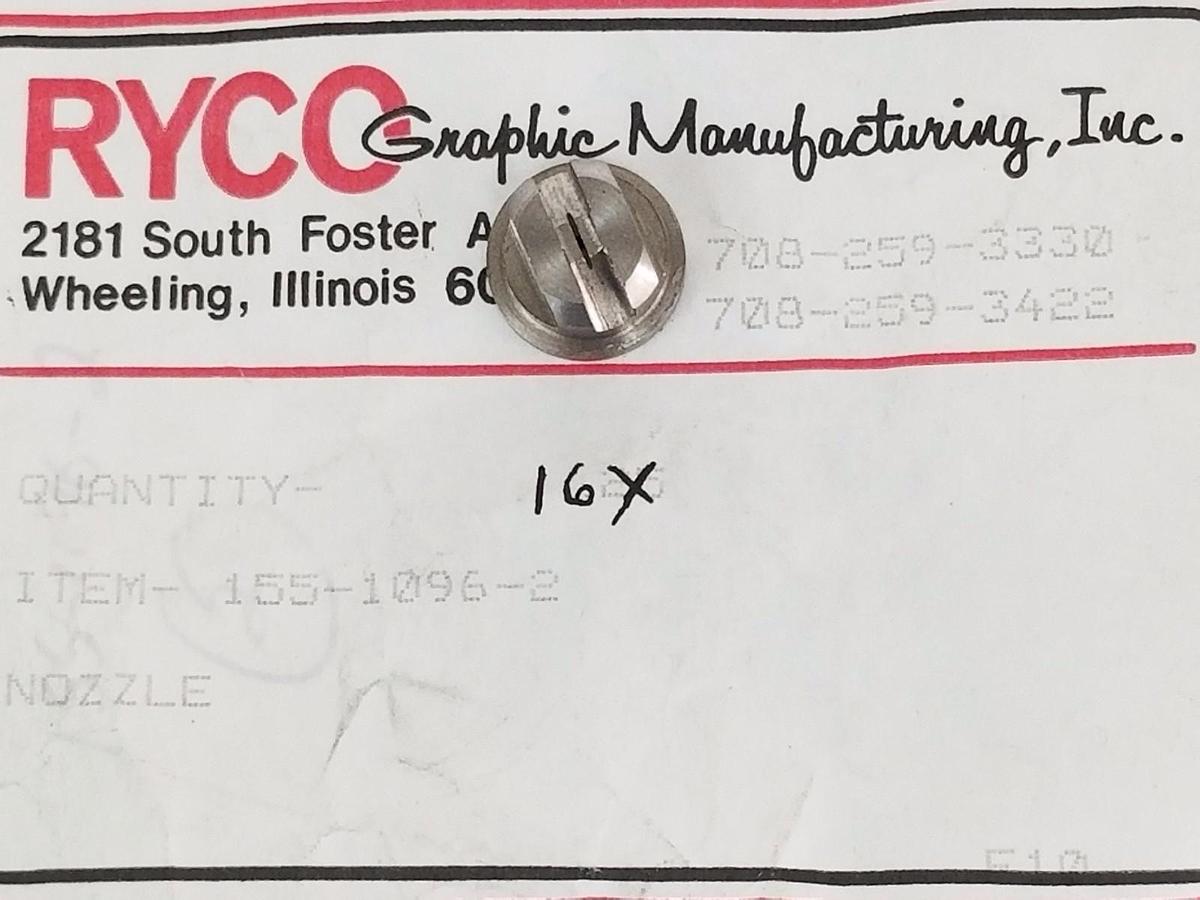 Used LOT OF 16 NEW RYCO 155-1096-2 SPRAY NOZZLE TIPS