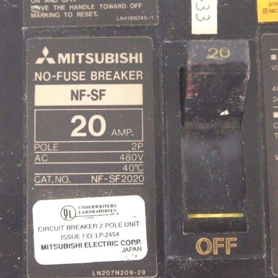 Used MITSUBISHI NF-SF2020 CIRCUIT BREAKER 20 AMP, 2P, 480V, NFSF2020