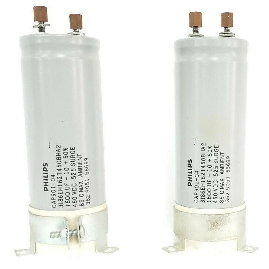 Used LOT OF 2 PHILIPS CAP901-04 3186EH162T450BHA2 CAPACITORS 1600UF -10+50% 450VDC