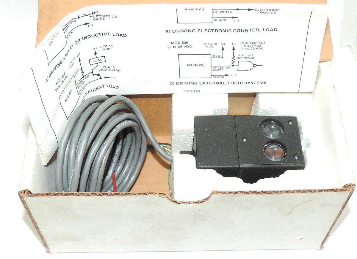 NIB WARNER ELECTRIC MCS626-2 PHOTOELECTRIC DIFFUSE REFLECTIVE P/N: 7105-448-007
