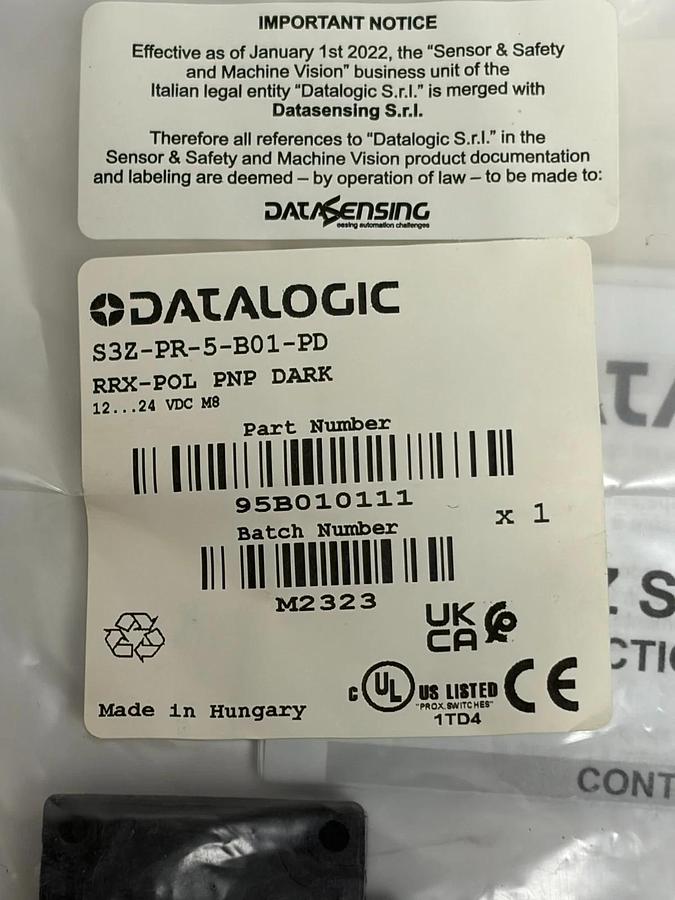 Datalogic S3Z-PR-5-B01-PD Photoelectric Sensor Switch 95B010111 New