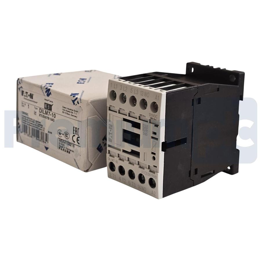 Used EATON XTCE007B10AD - DILM7-10 XT IEC CONTACTOR 7A, 120V DC COIL, 3P DILM710 NSMP
