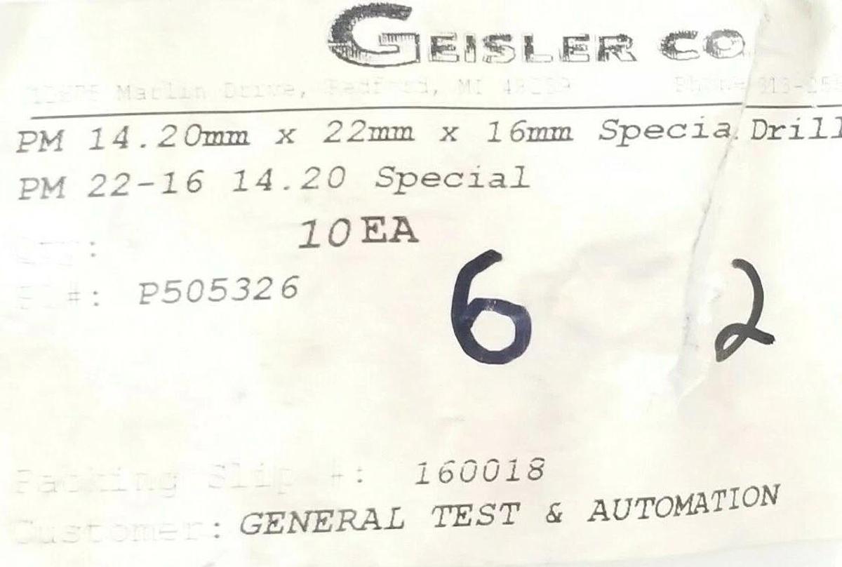 LOT OF 5 NEW GEISLER AK 14.20 SPECIAL DRILL BUSHINGS PM 14.20MM X 22MM X 16MM