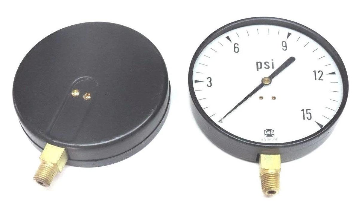 Used LOT OF 3 NIB AMETEK 005546 PRESSURE GAUGES FIG. NO. P 500 RANGE: 15 PSI, 4-1/2''