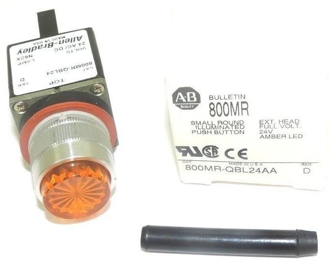 Used NIB ALLEN BRADLEY 800MR-QBL24AA SMALL ROUND ILLUM. PUSH BUTTON EXT. HEAD SER. D