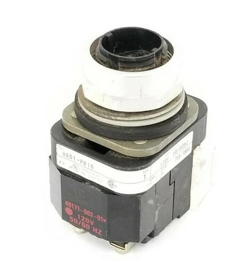 Used ALLEN BRADLEY 800T-PB16 PUSHBUTTON 800TPB16 SER. T 120V, 800T-XA SER. D NO LAMP