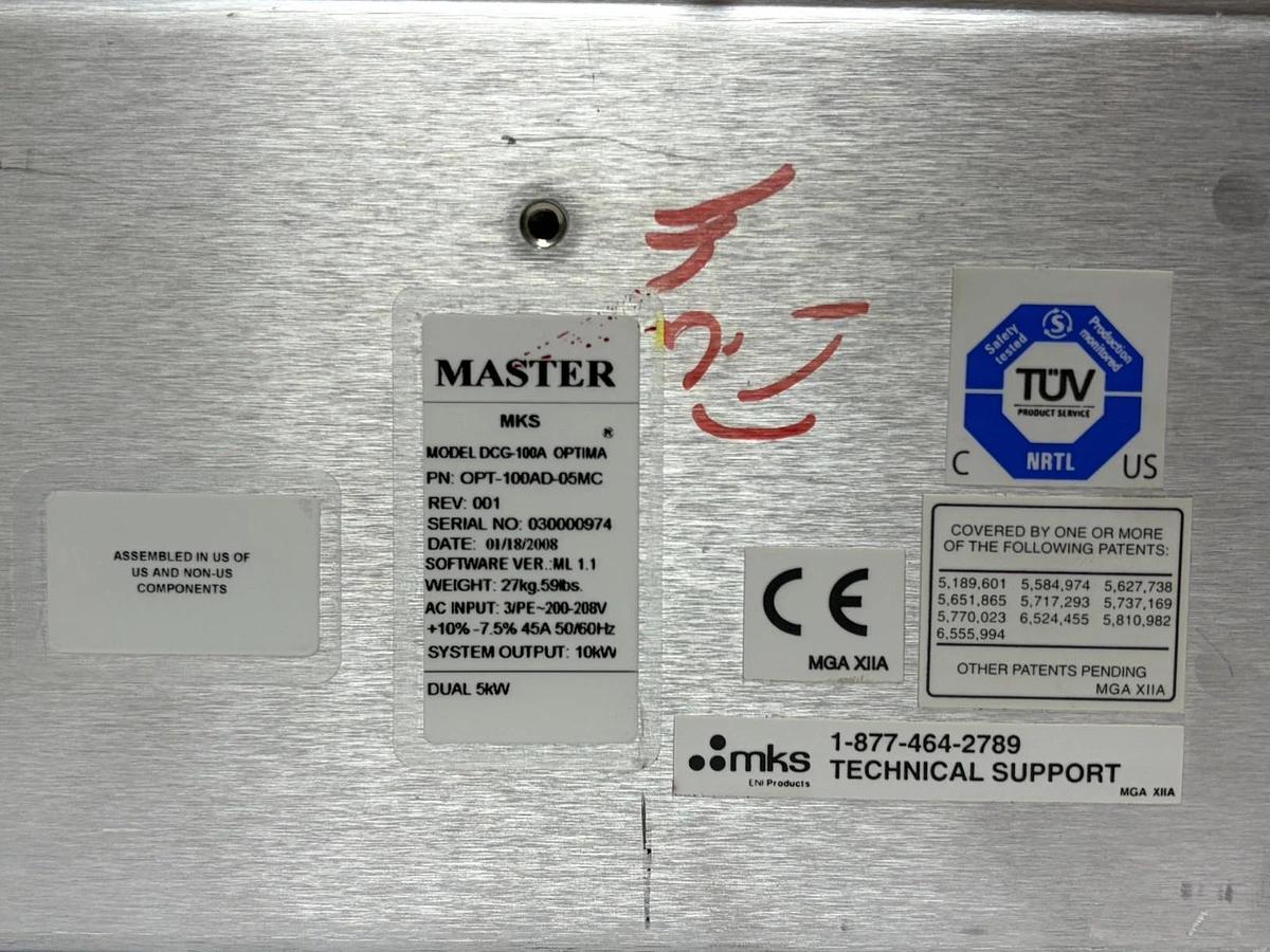 Used MKS ENI DCG-100A Optima Plasma Power Supply 10kW Dual 5kW OPT-100AD-05MC