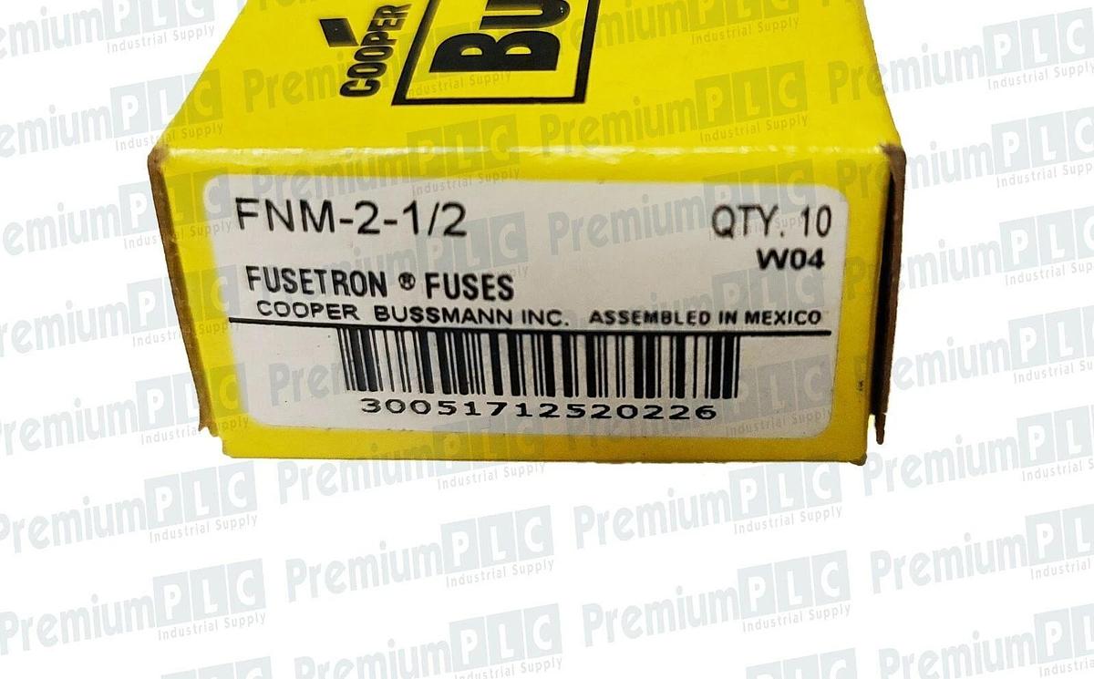Used BOX OF 10 COOPER BUSSMANN FNM-2-1/2 CLASS MIDGET FUSES  2-1/2A 250V FNM212 NIB