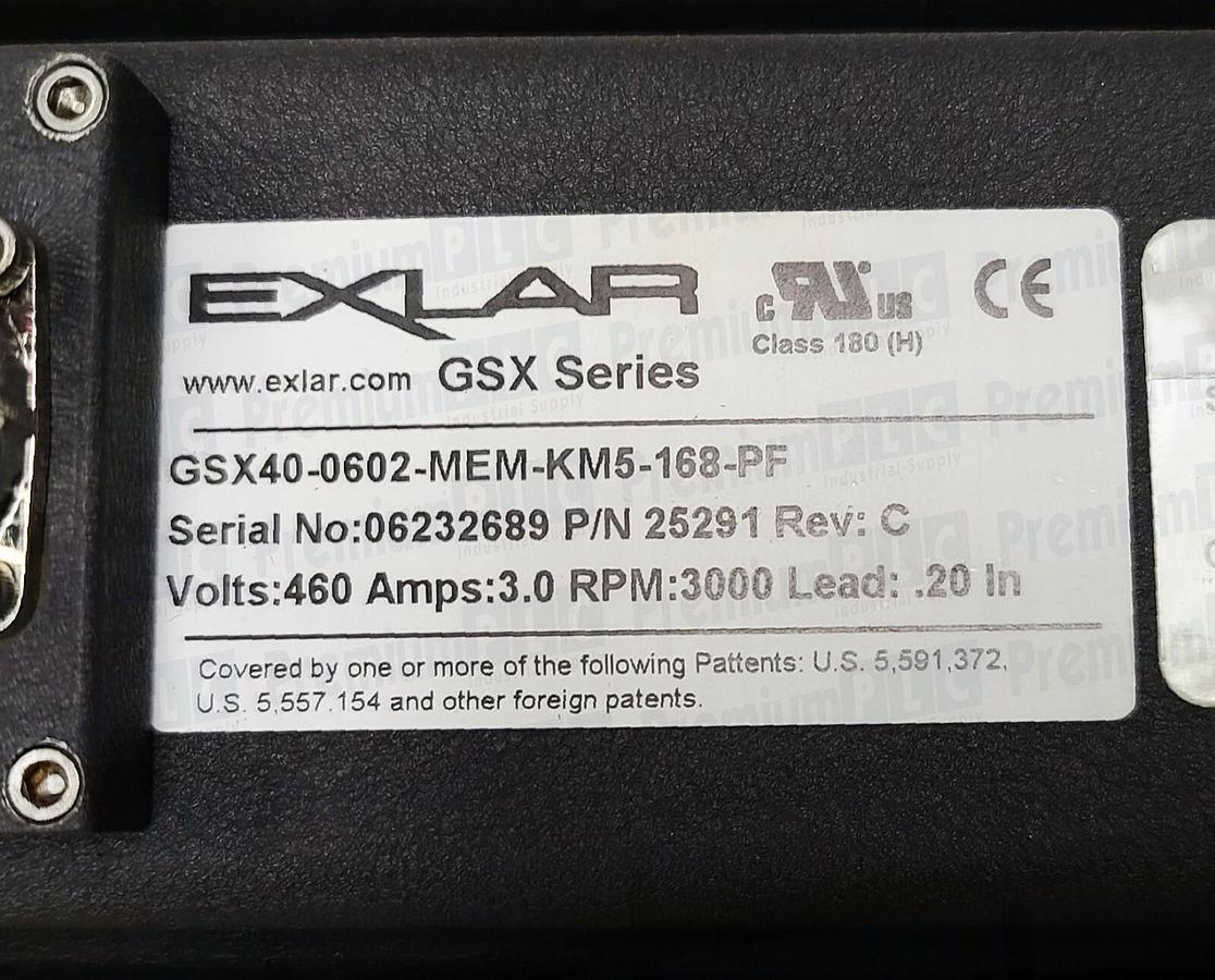 Used NEW EXLAR GSX40-0602-MEM-KM5-168-PF GSX SERIES LINEAR ACTUATOR P/N 25291 REV. C