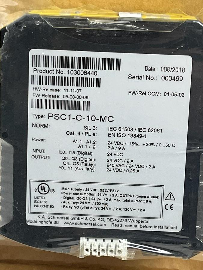 Used Schmersal PSC1-C-10-MC Compact Programmable Safety Controller 103008440 NSMP