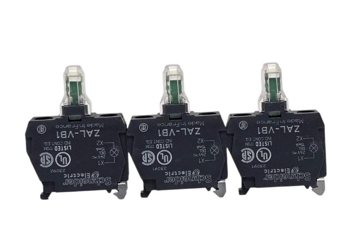 BOX OF 3 NEW SCHNEIDER ELECTRIC ZALVB1 LIGHT MODULES 24 VAC/DC NSMP