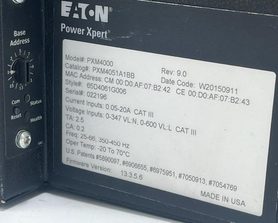 Used Eaton PXM4051A1BB Power Xpert Meter 4000 Rev 9.0 Firmware 13.3.5.6 LIGHT DAMAGE